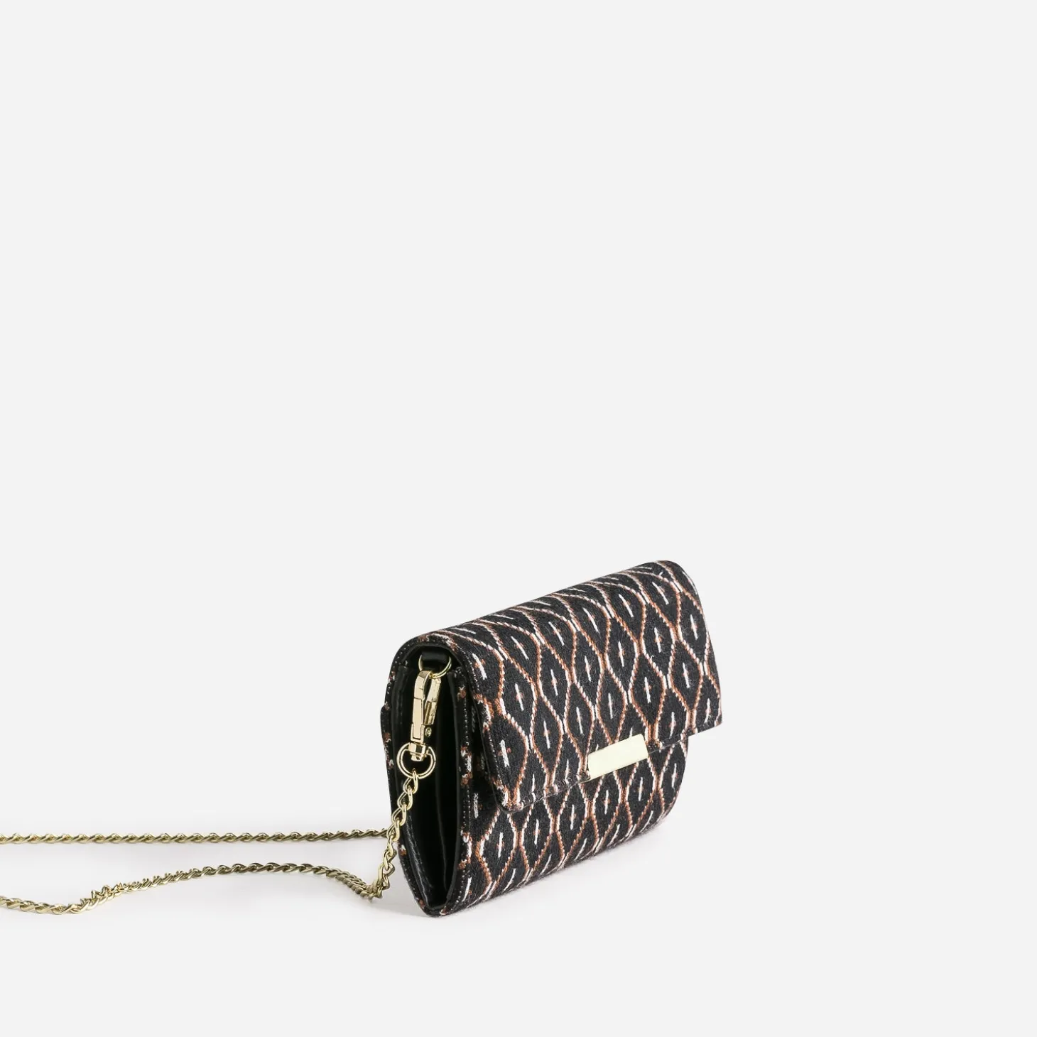 Pochette noire en textile à motif graphique