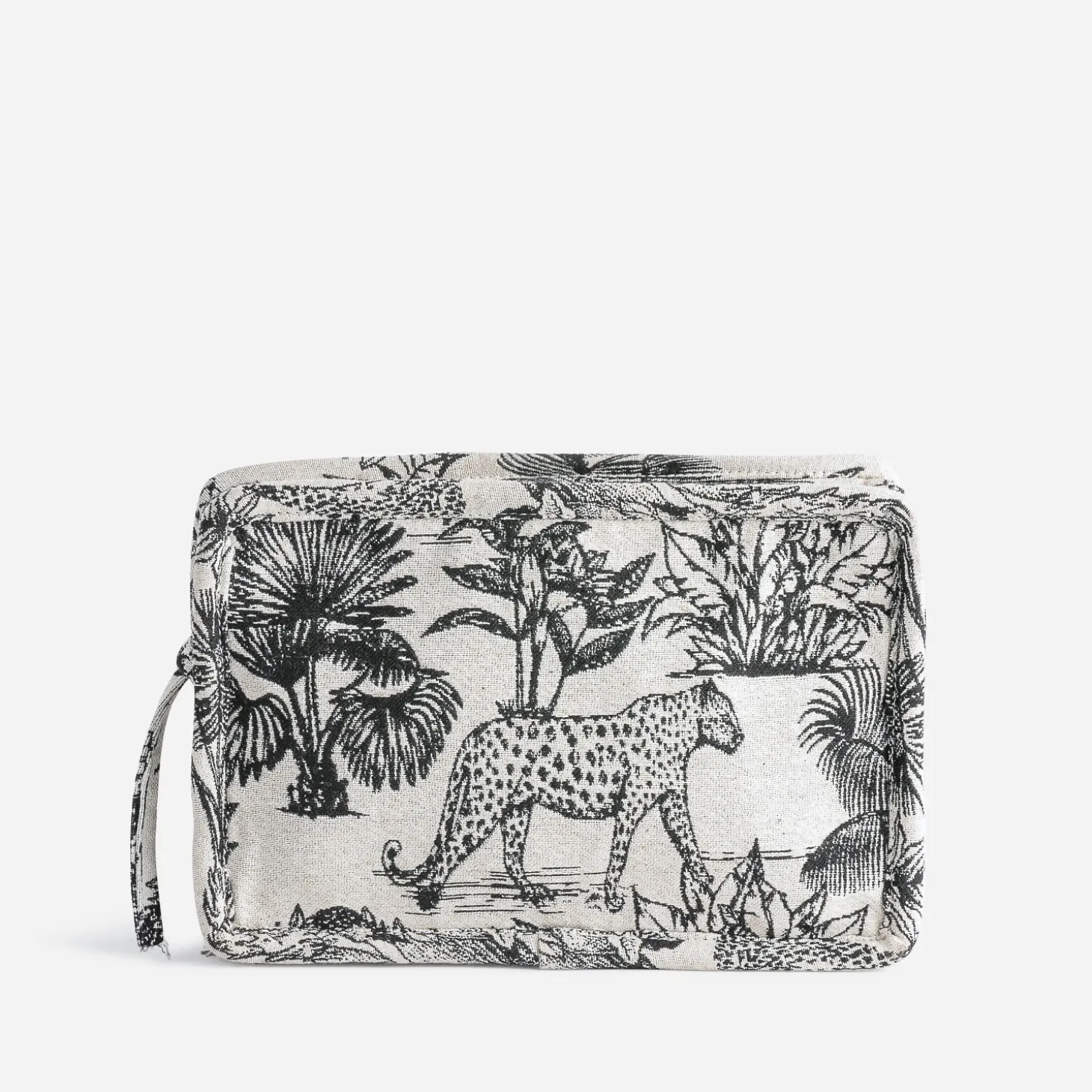 Pochette noire jacquard à motif jungle