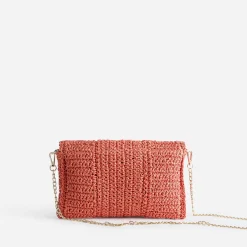 Pochette souple orange en paille
