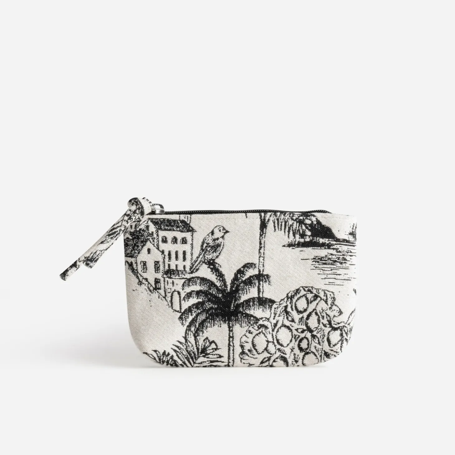 Pochette TEXTO beige jacquard motifs noirs