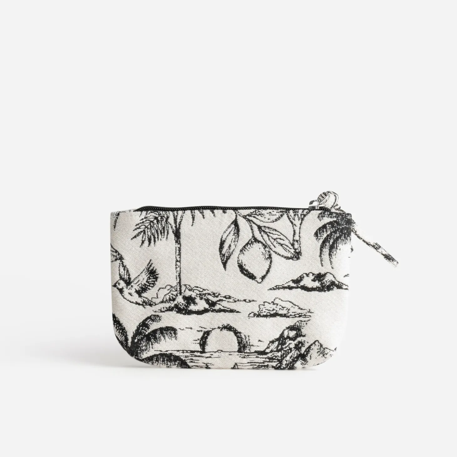 Pochette TEXTO beige jacquard motifs noirs