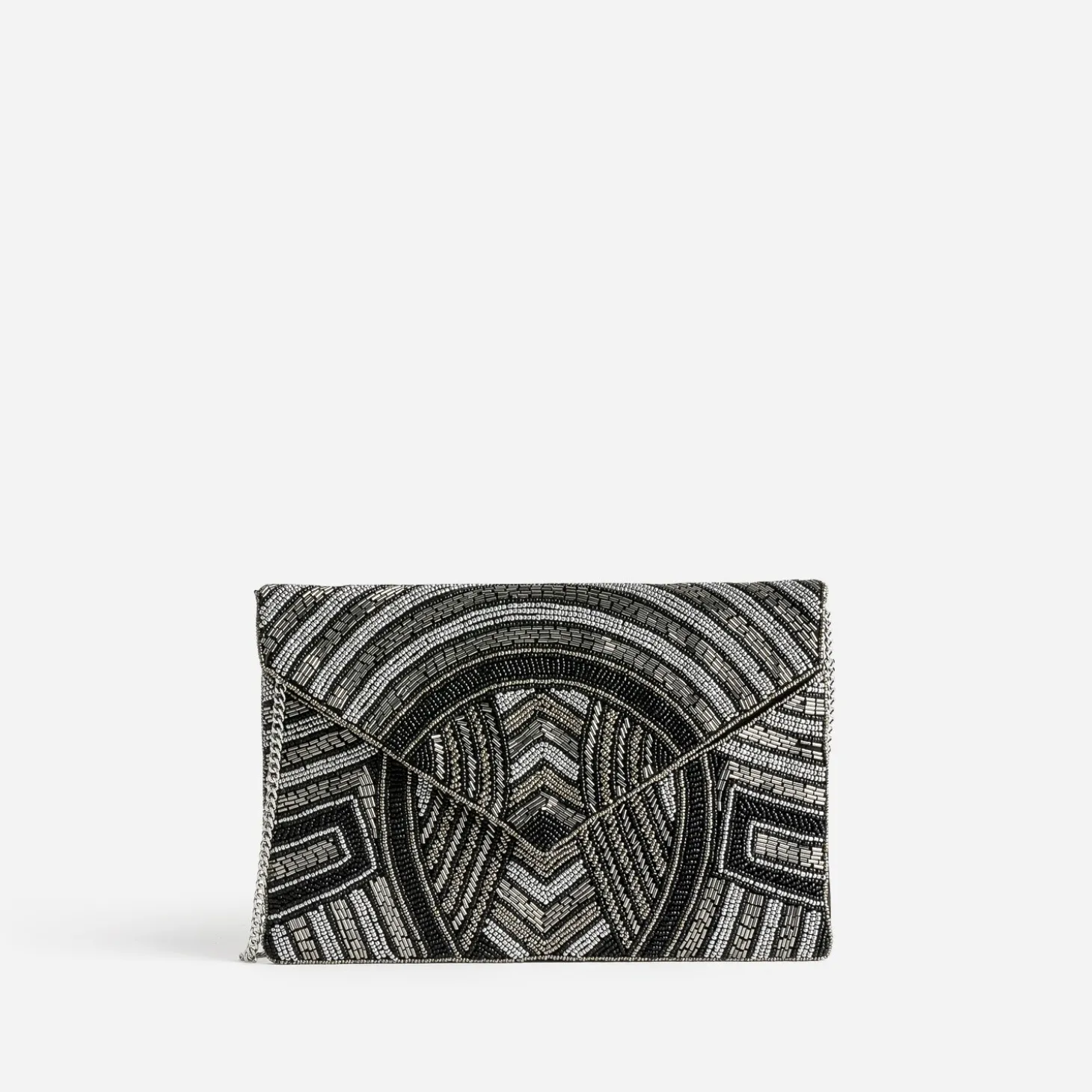 Pochette TEXTO noire broderie perles