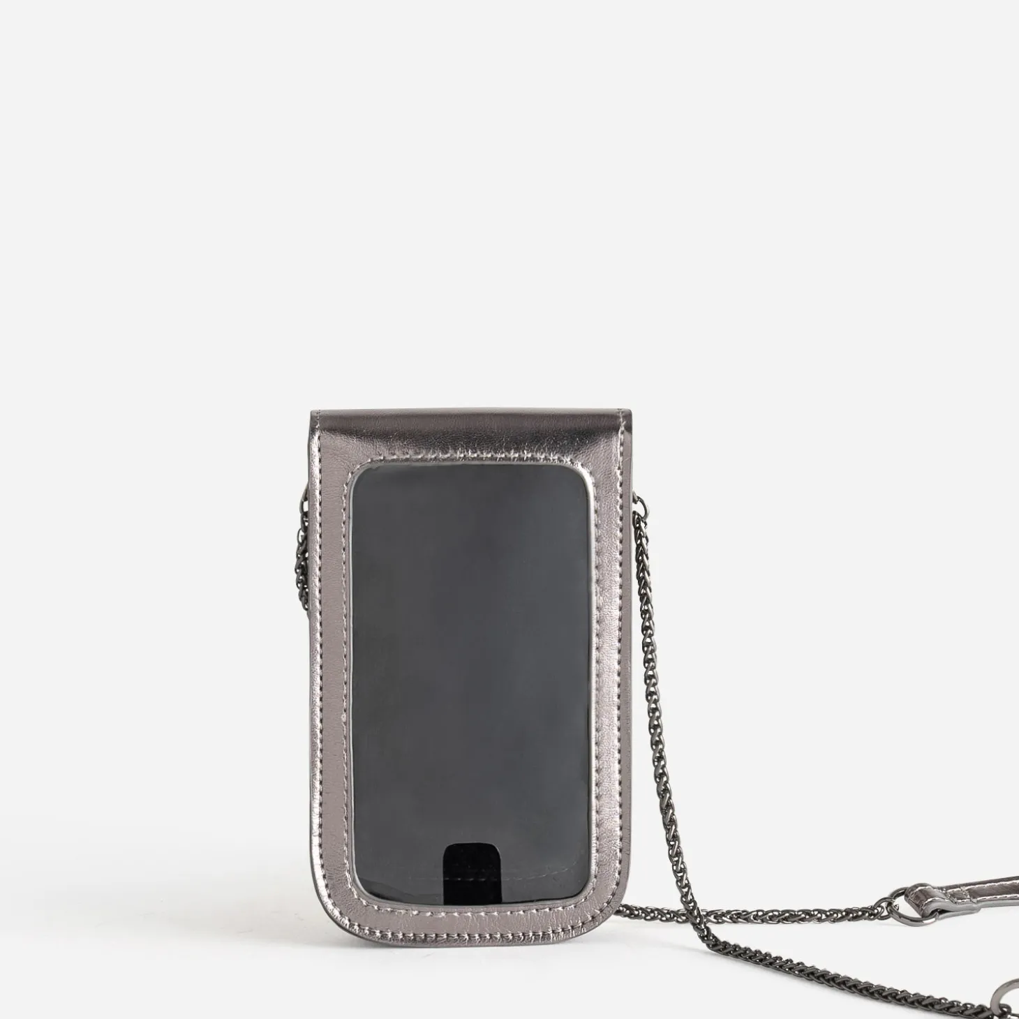 Pochette téléphone tactile TEXTO gris métallisé