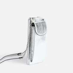 Pochette-téléphone TEXTO argent métallisé