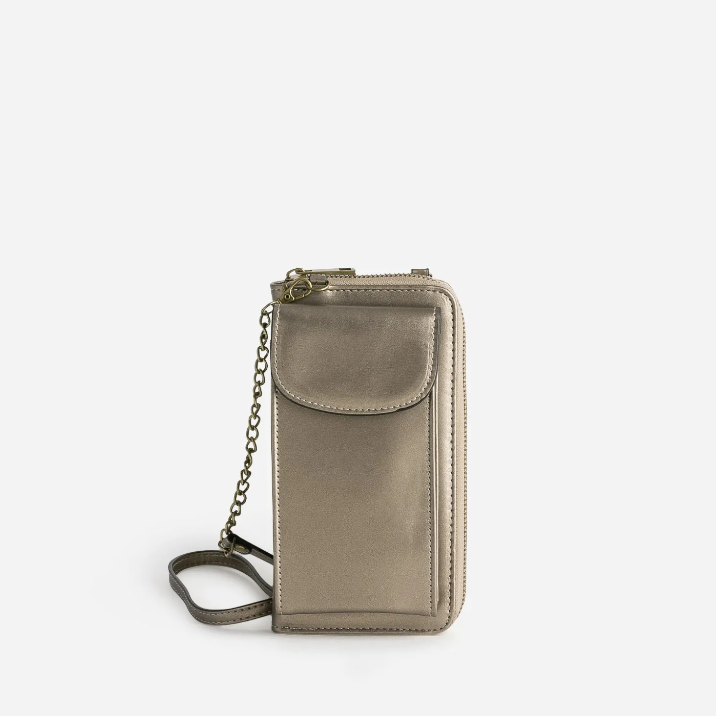Pochette-téléphone TEXTO taupe métallisé