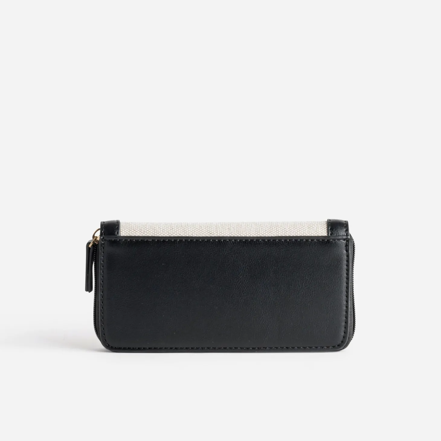 Portefeuille beige et noir bi-matière