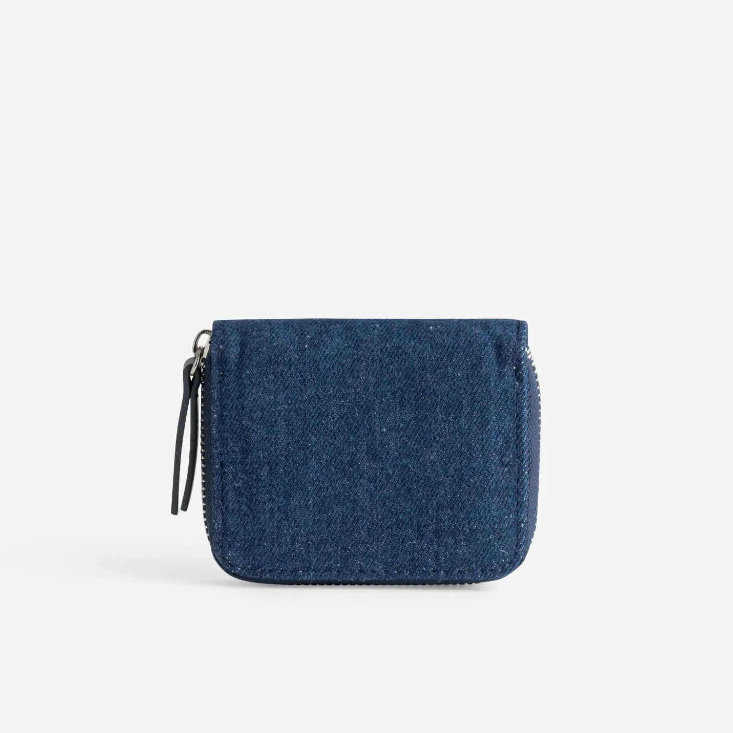 Porte-monnaie bleu en jean brut