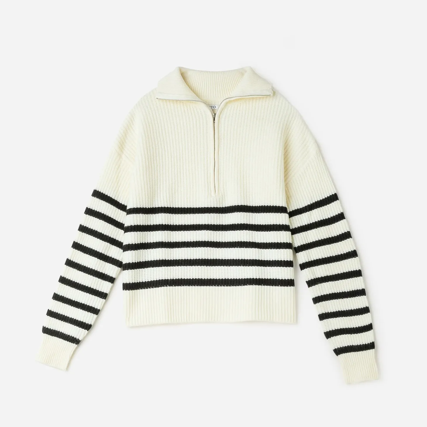 Pull marinière TEXTO écru tricot à col camionneur