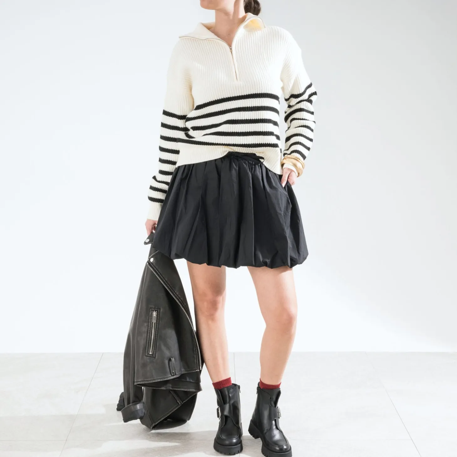 Pull marinière TEXTO écru tricot à col camionneur