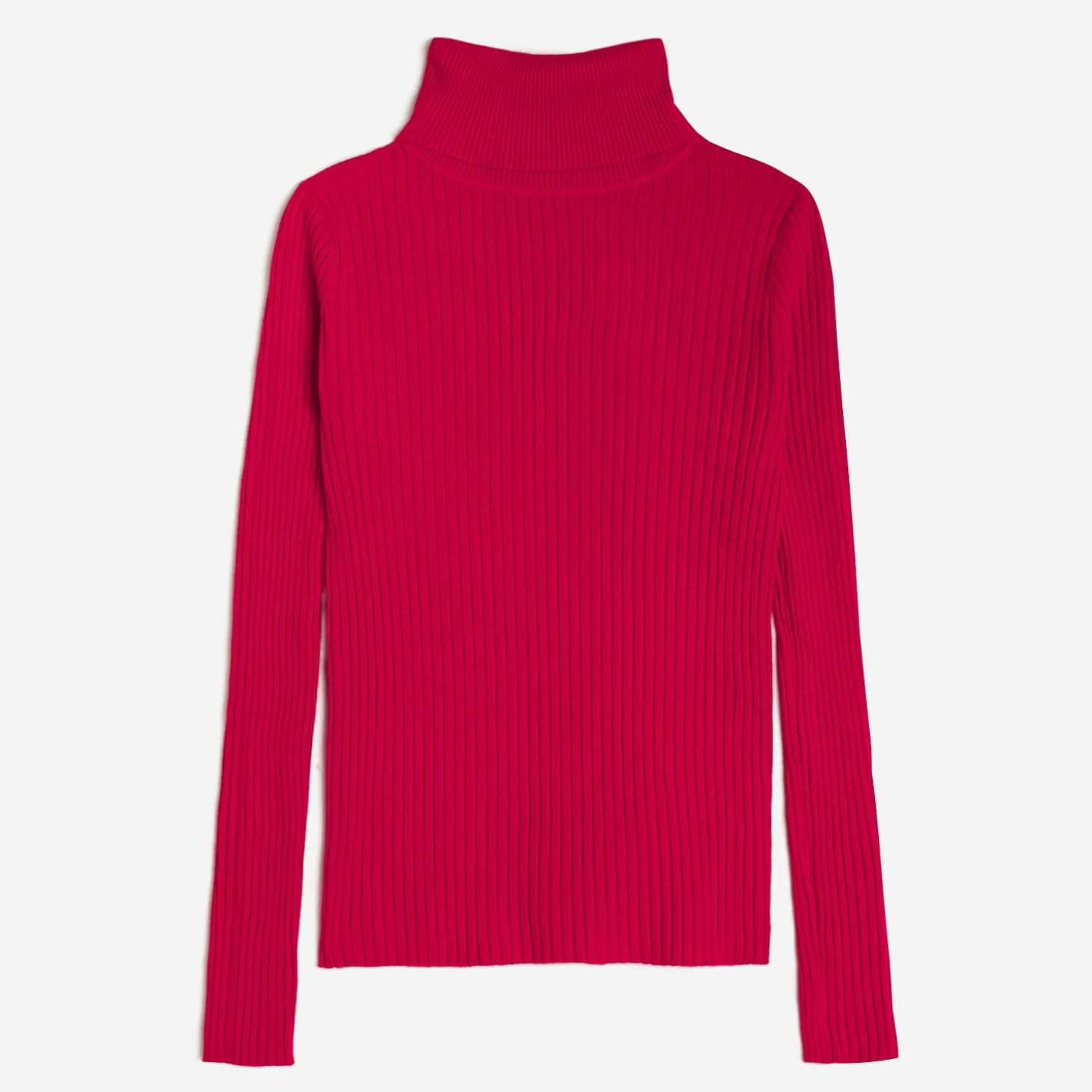 Pull TEXTO rouge côtelé à col roulé