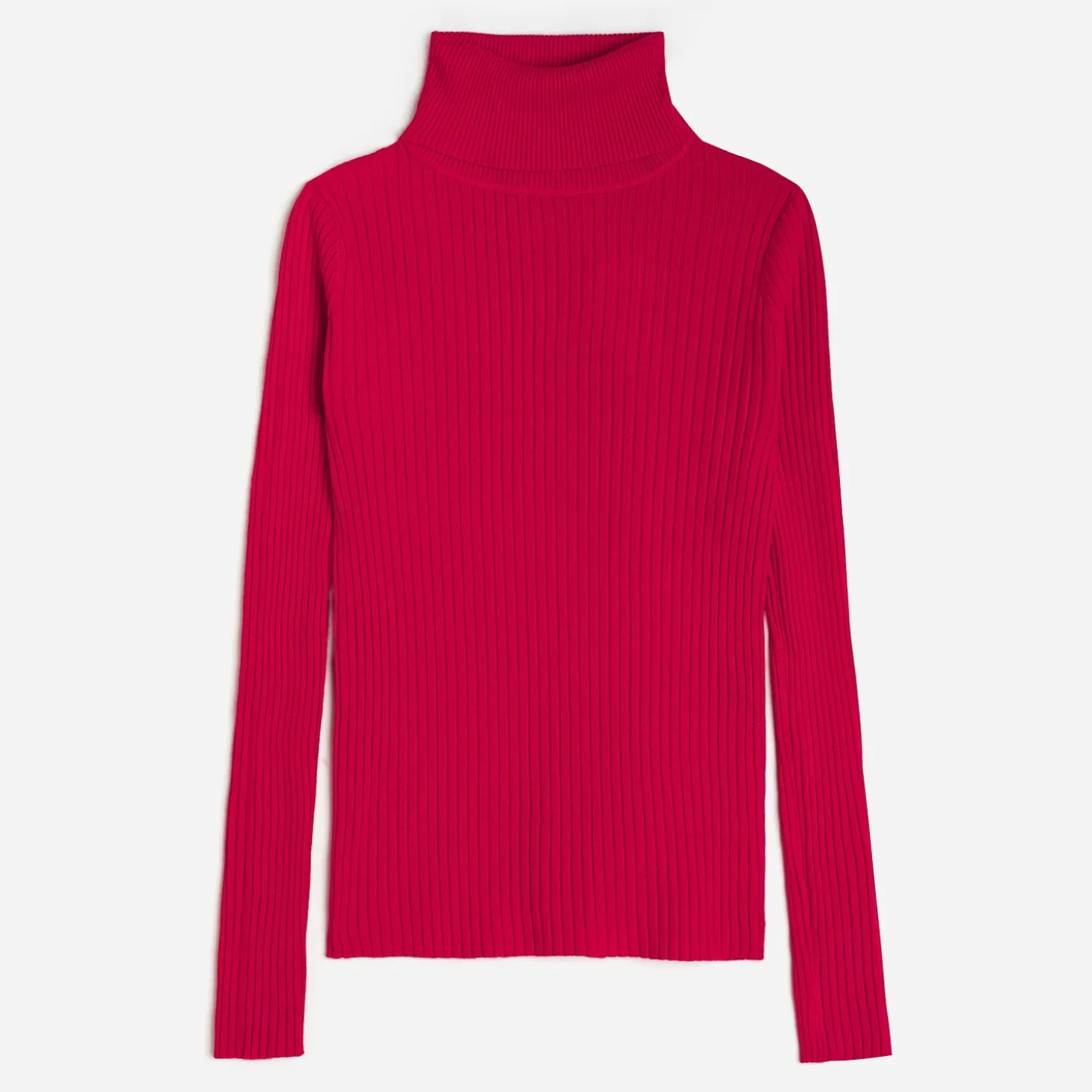 Pull TEXTO rouge côtelé à col roulé