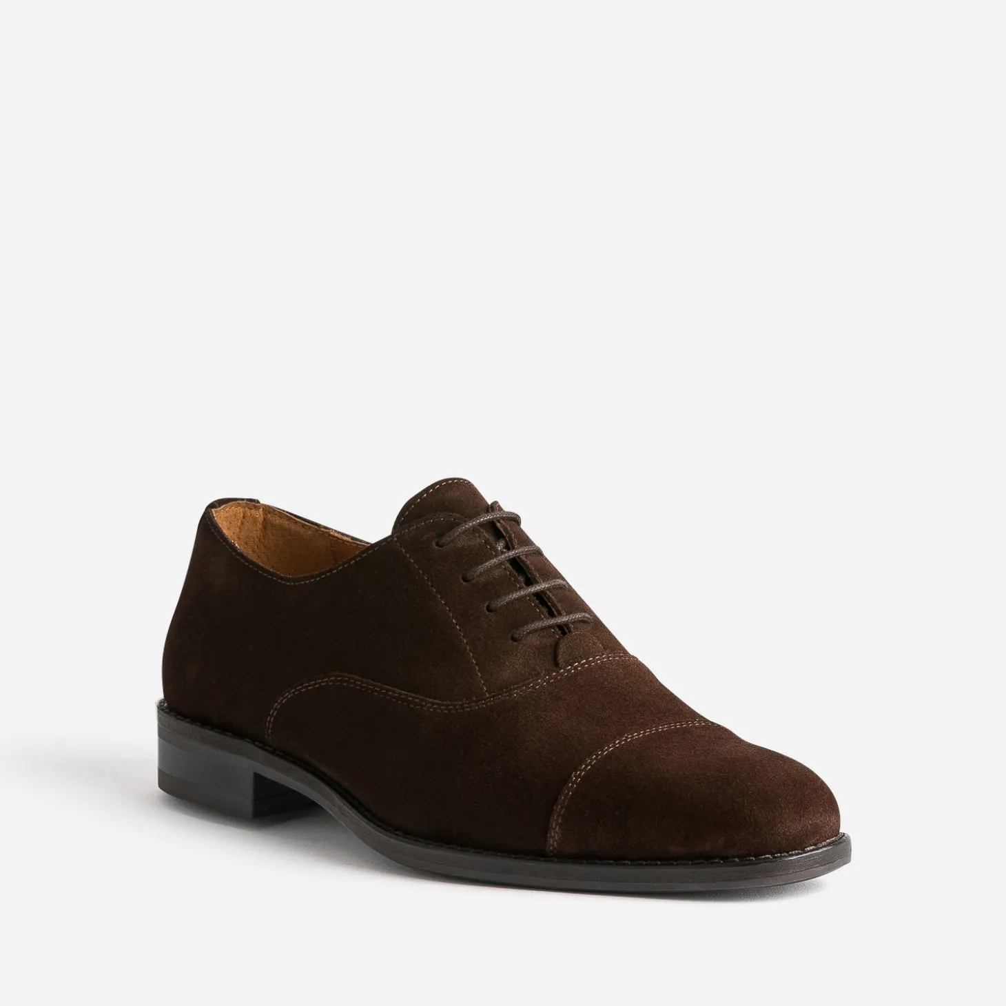 Richelieu marron cuir velours à bout droit