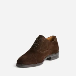 Richelieu marron cuir velours à bout droit