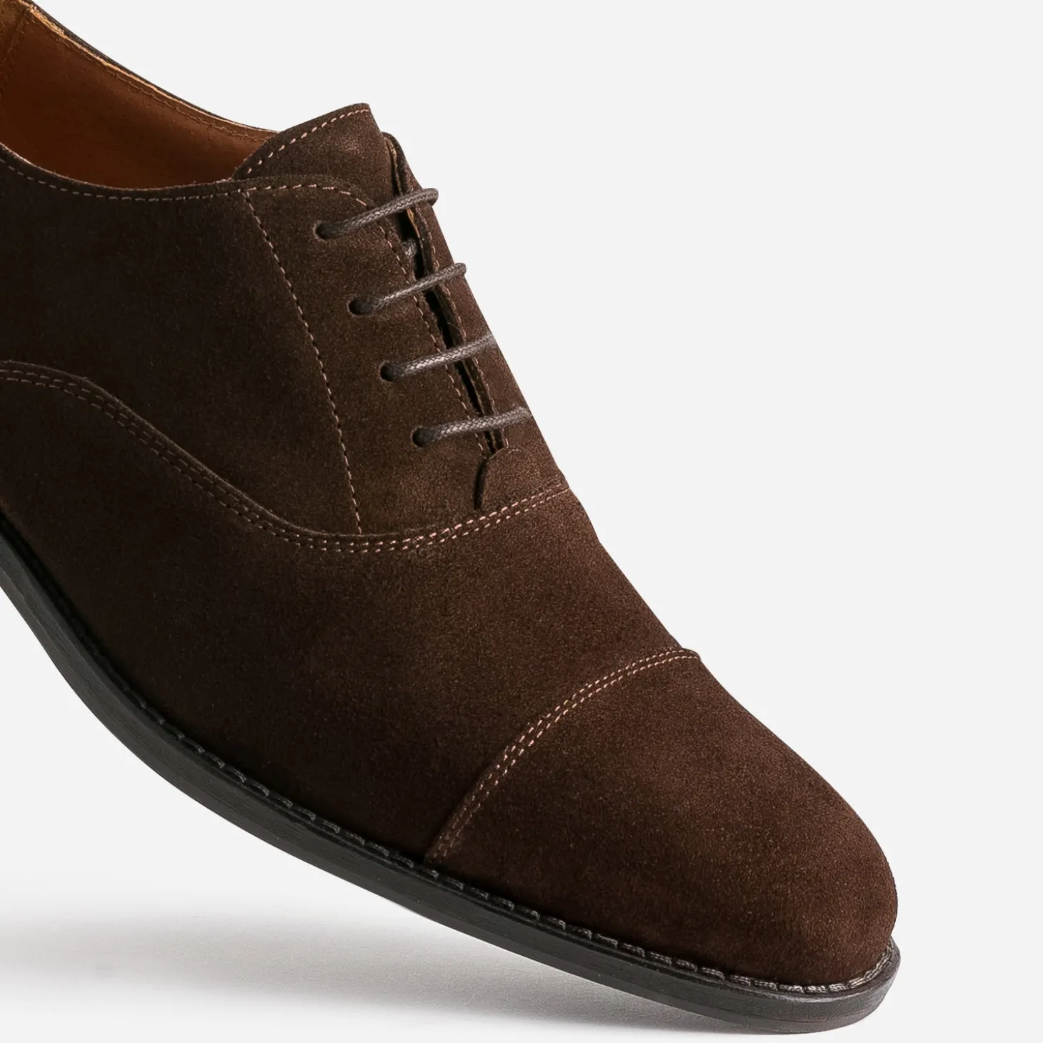 Richelieu marron cuir velours à bout droit