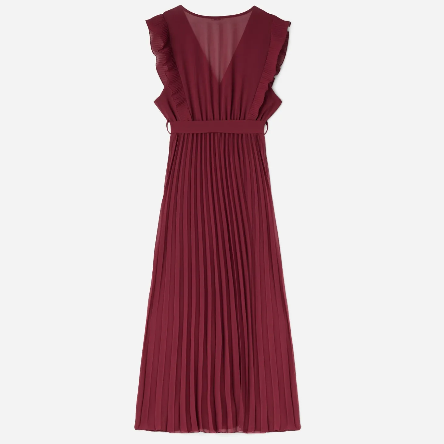 Robe longue TEXTO rouge foncé plissée