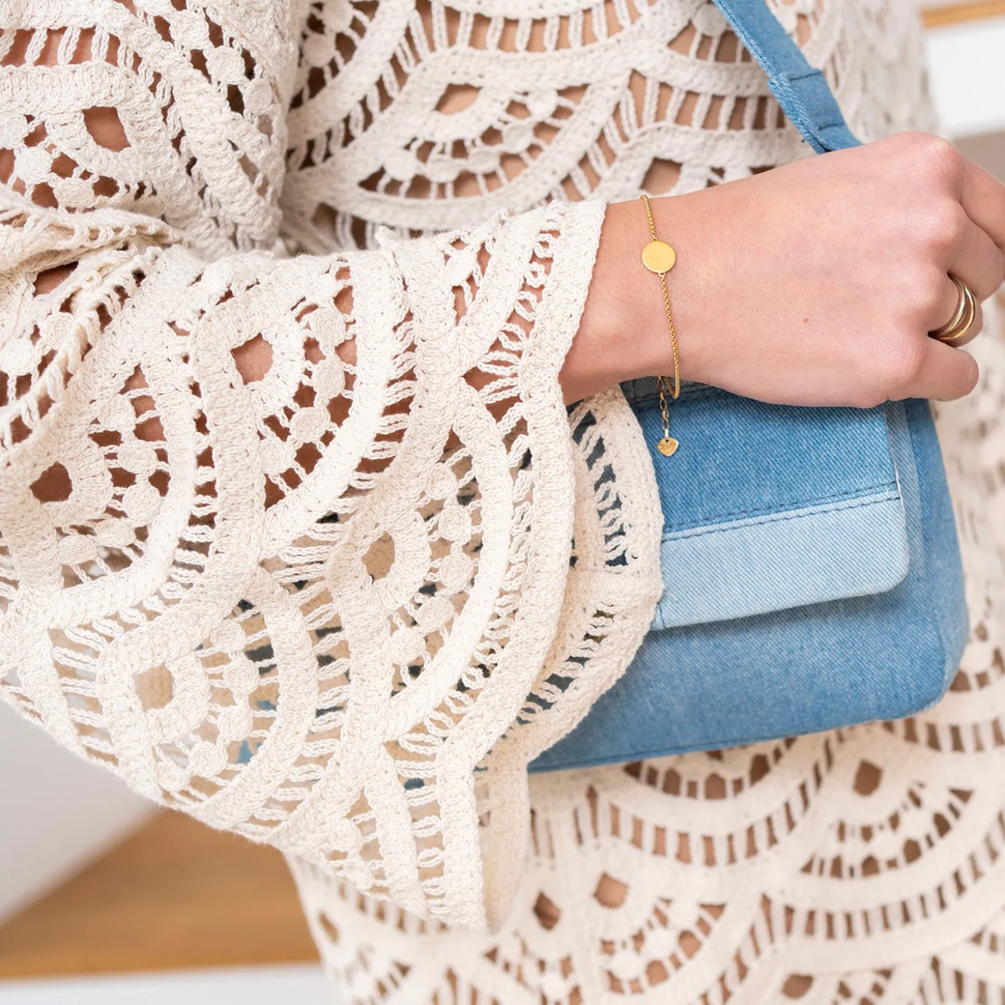 Robe TEXTO écrue façon macramé