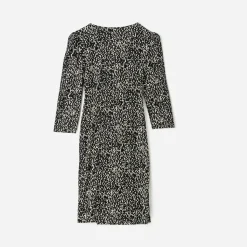 Robe TEXTO noire drapée à imprimé animalier