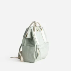 Sac à dos vert sauge et écru en toile