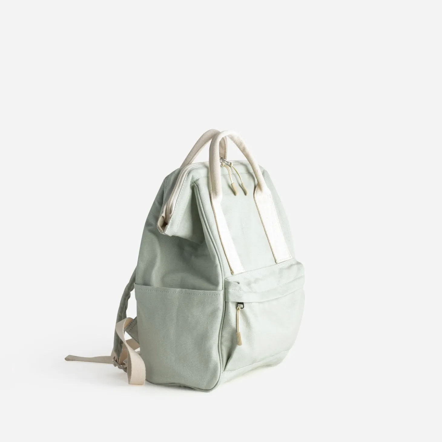 Sac à dos vert sauge et écru en toile