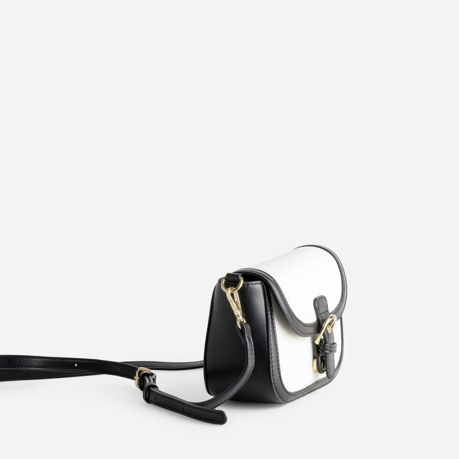 Sac à main bi-matière noir et textile beige