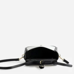 Sac à main bi-matière noir et textile beige