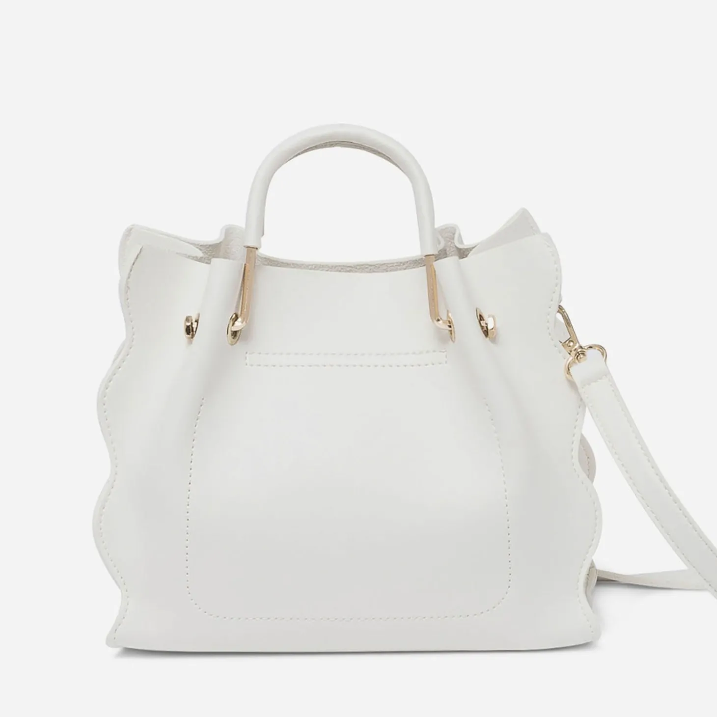 Sac à main blanc à ruban or