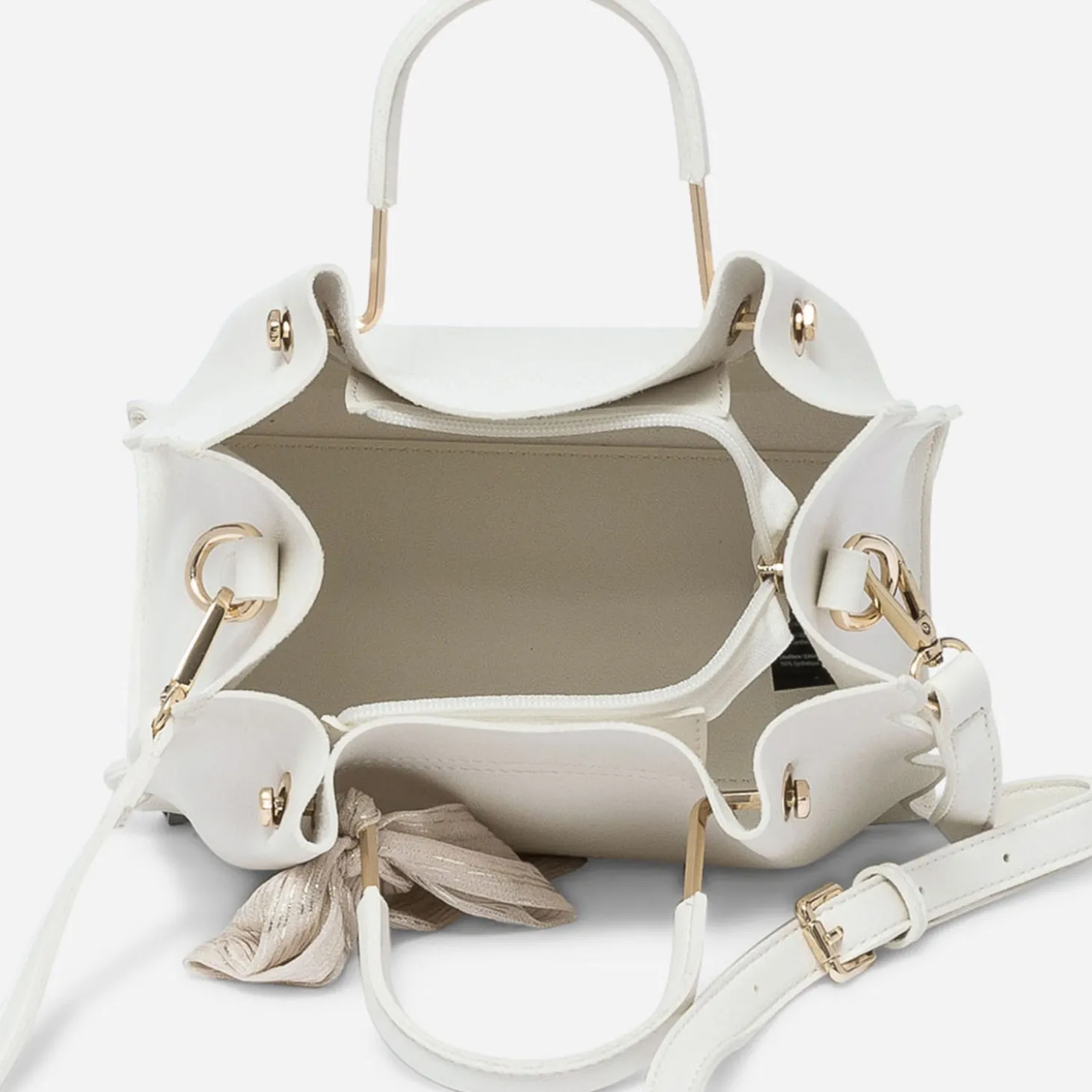 Sac à main blanc à ruban or