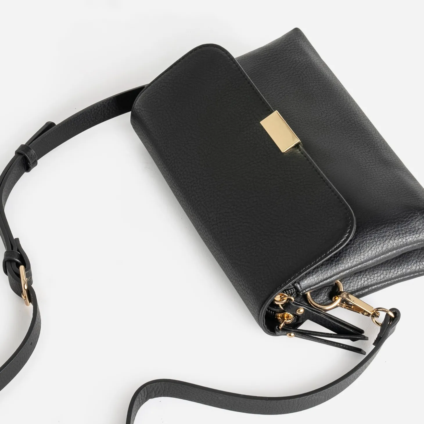 Sac à main noir double compartiment zippé