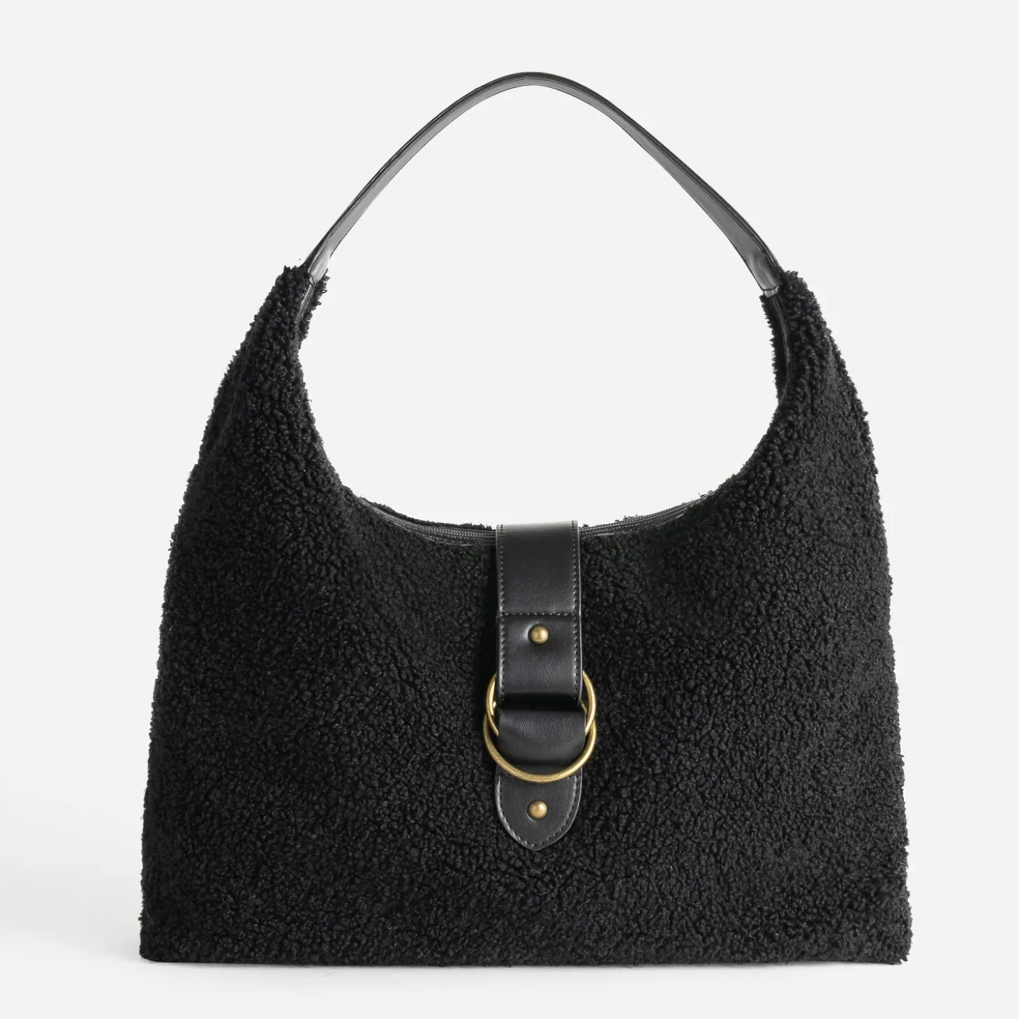 Sac à main noir sherpa