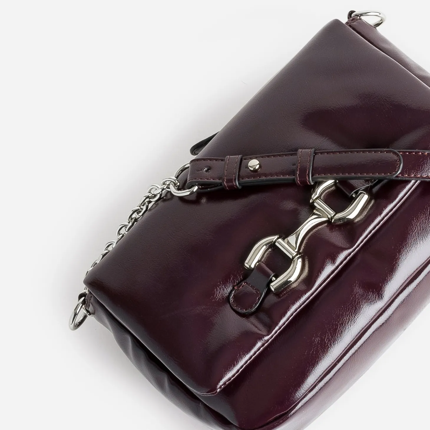 Sac à main TEXTO bordeaux glacé décor mors