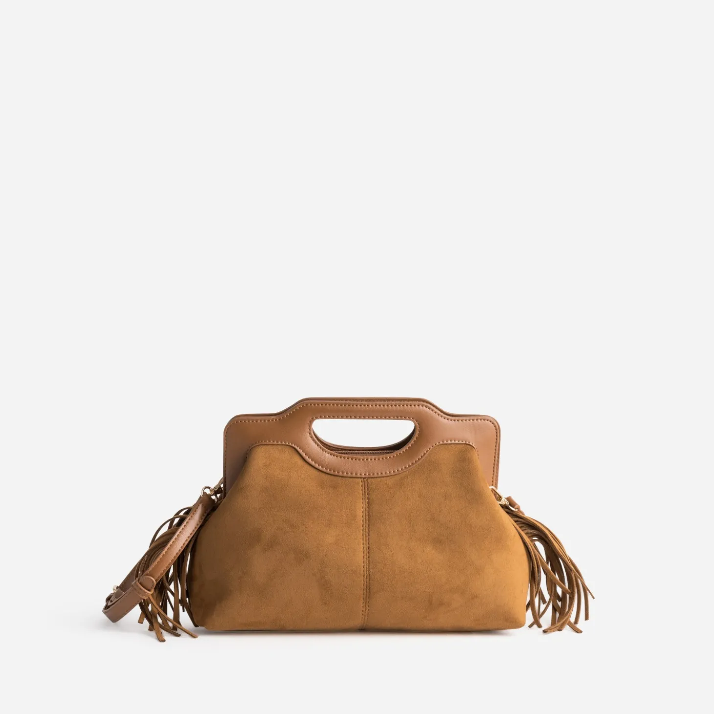 Sac à main TEXTO camel suédé à franges