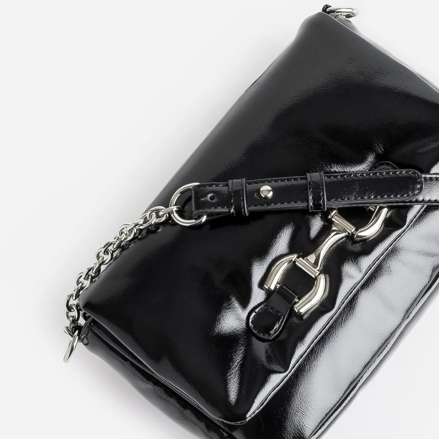 Sac à main TEXTO noir glacé décor mors
