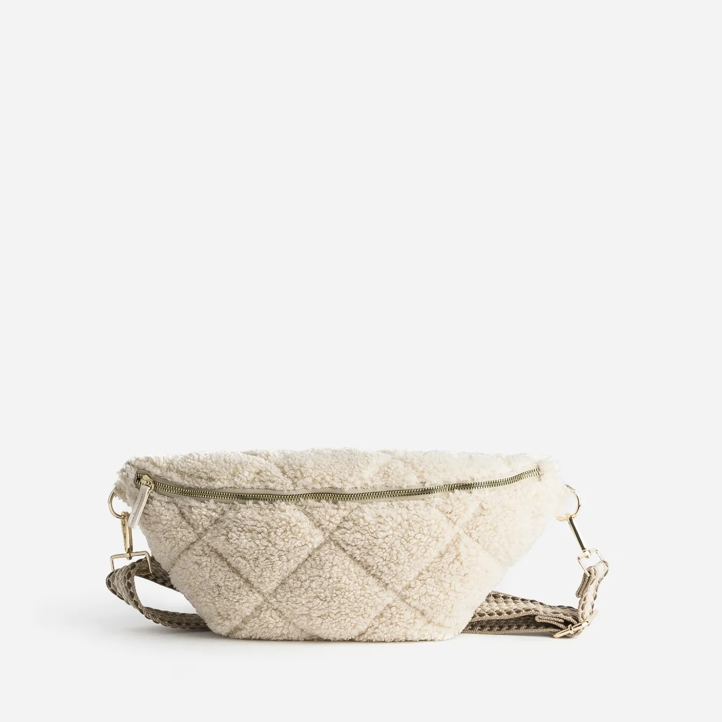 Sac banane écru sherpa bouclette
