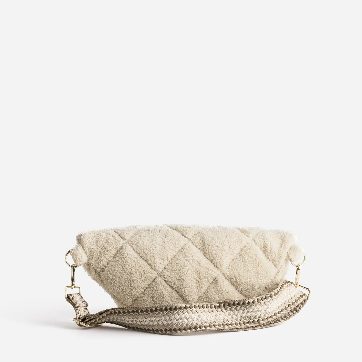 Sac banane écru sherpa bouclette
