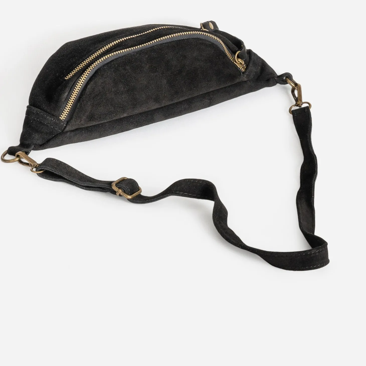 Sac banane TEXTO noir cuir velours