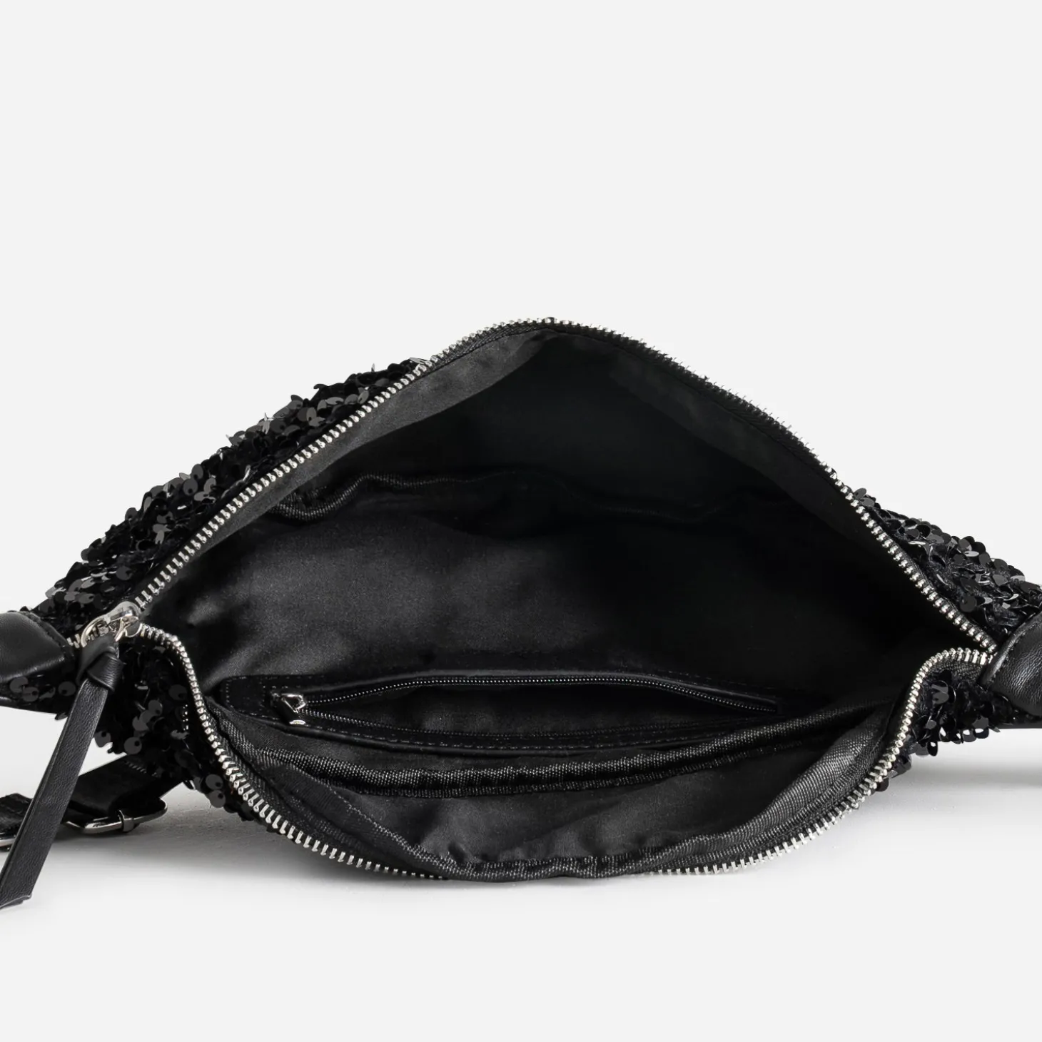 Sac banane TEXTO noire bi-matière à sequins