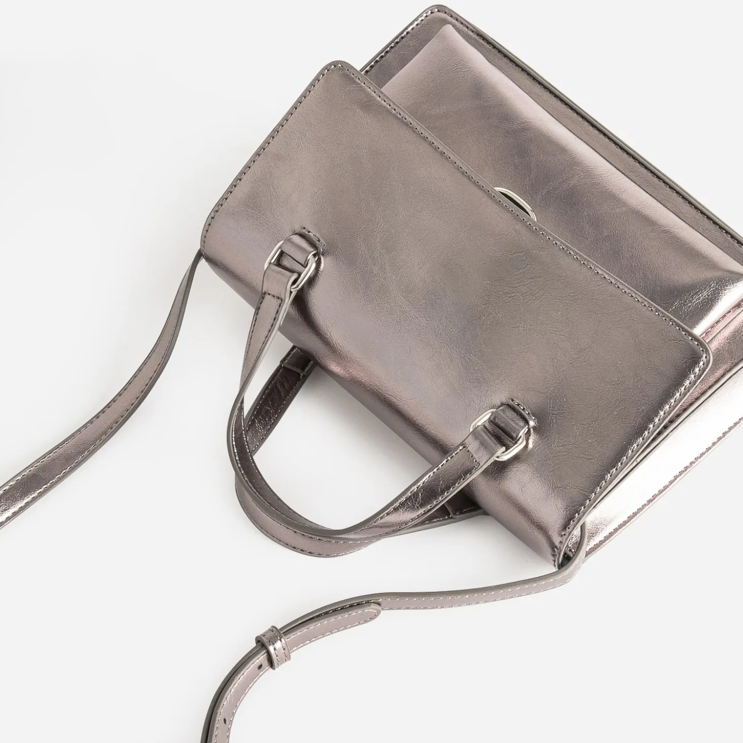 Sac bandoulière gris foncé métallisé