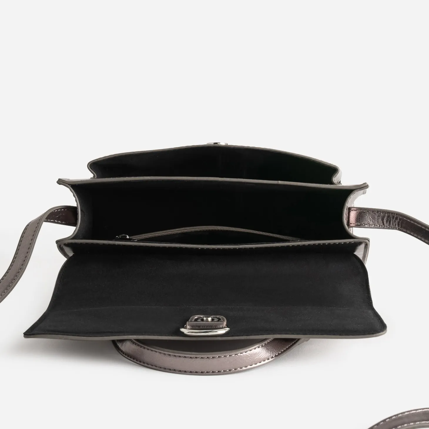 Sac bandoulière gris foncé métallisé