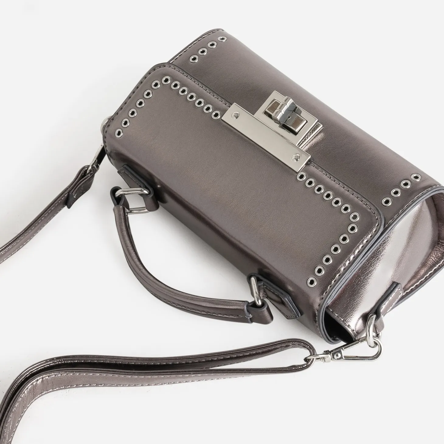 Sac bandoulière gun métallisé métalleries gris argenté