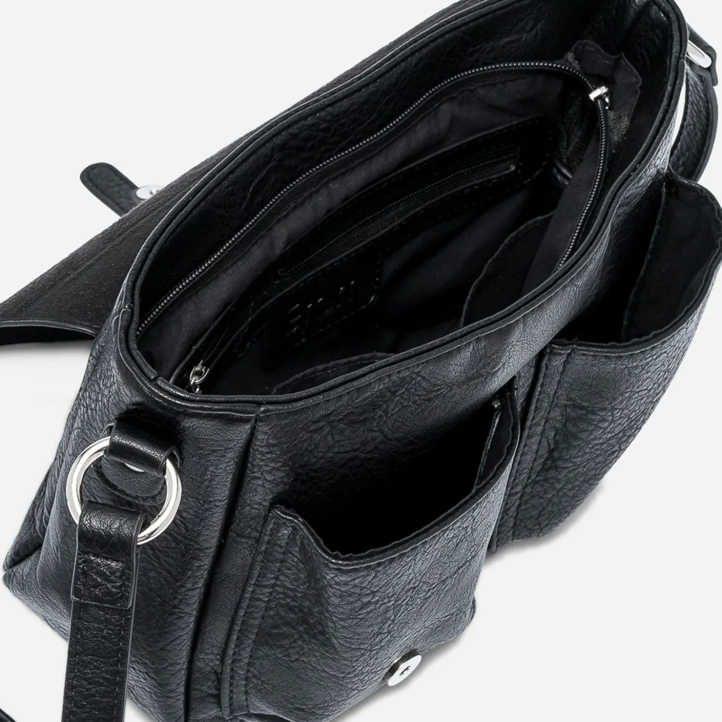 Sac bandoulière noir à double boucle