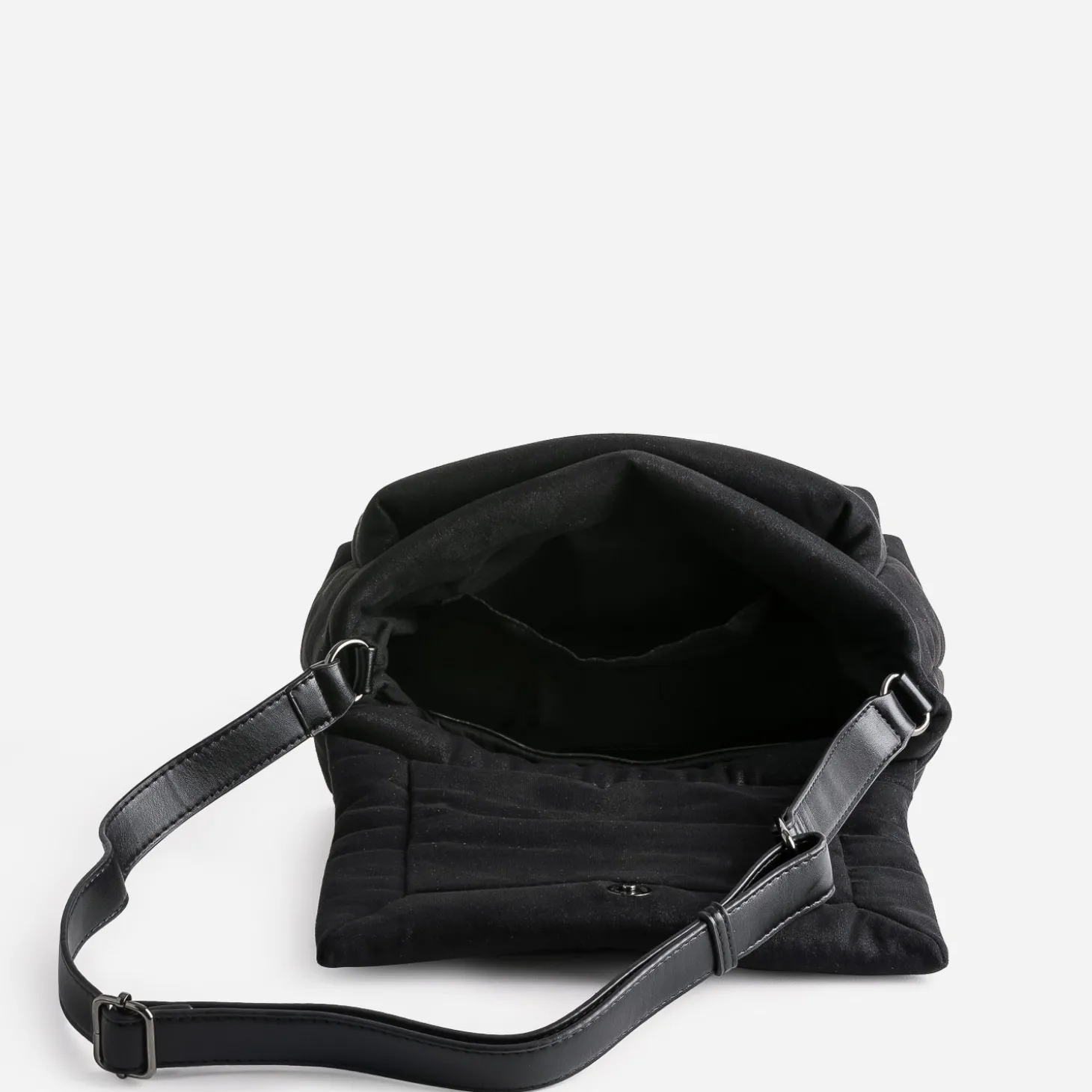 Sac bandoulière TEXTO noir irisé textile suédé