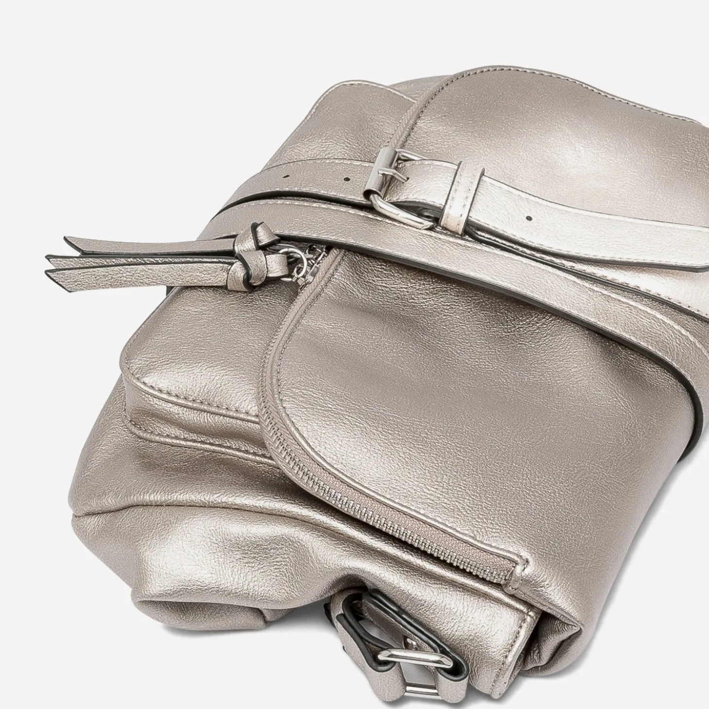 Sac besace bronze nacré avec rabat zippé