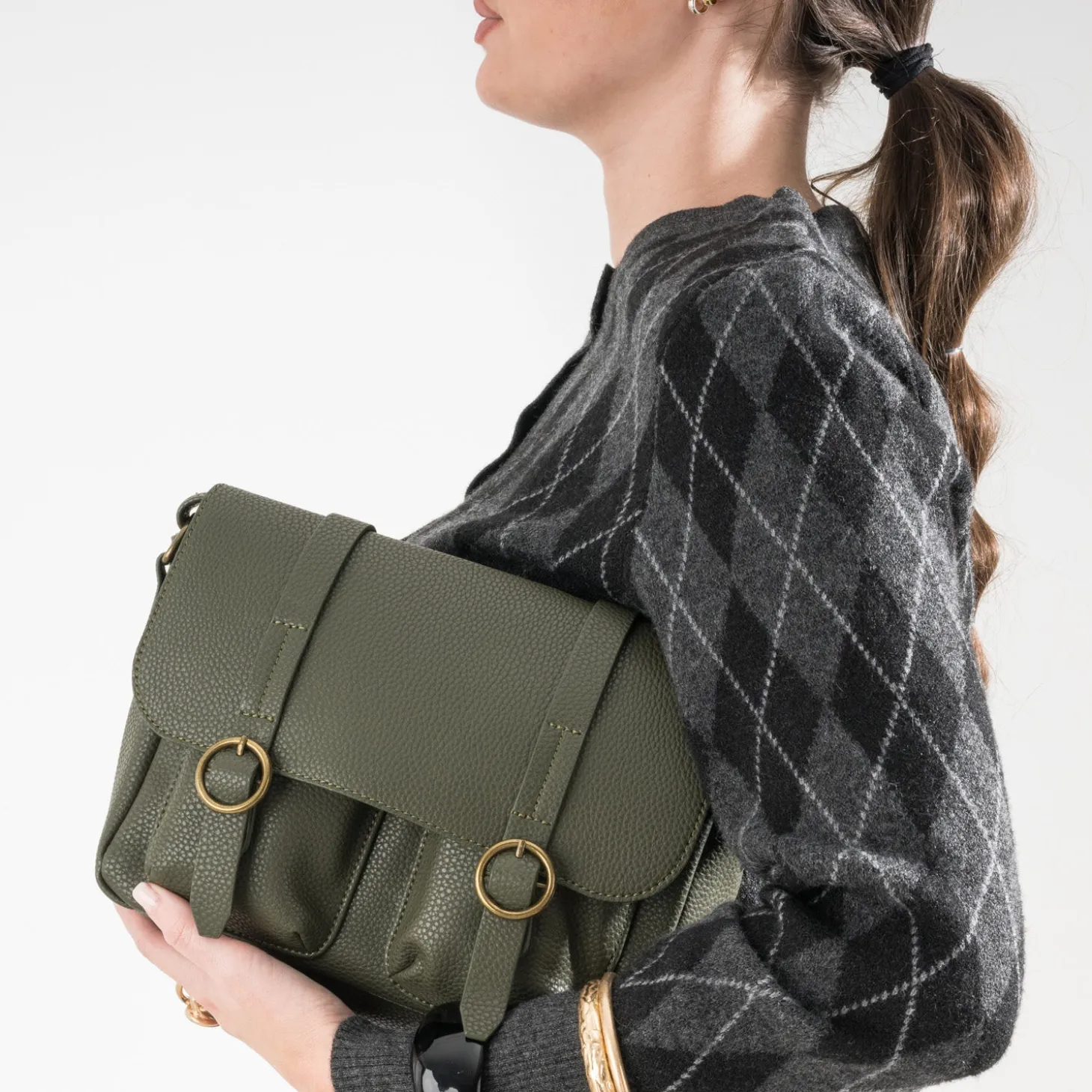 Sac besace kaki
