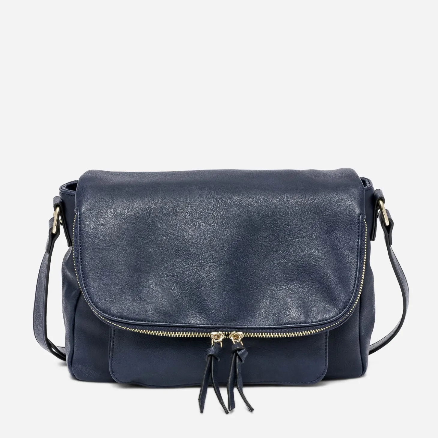 Sac besace marine avec rabat zippé