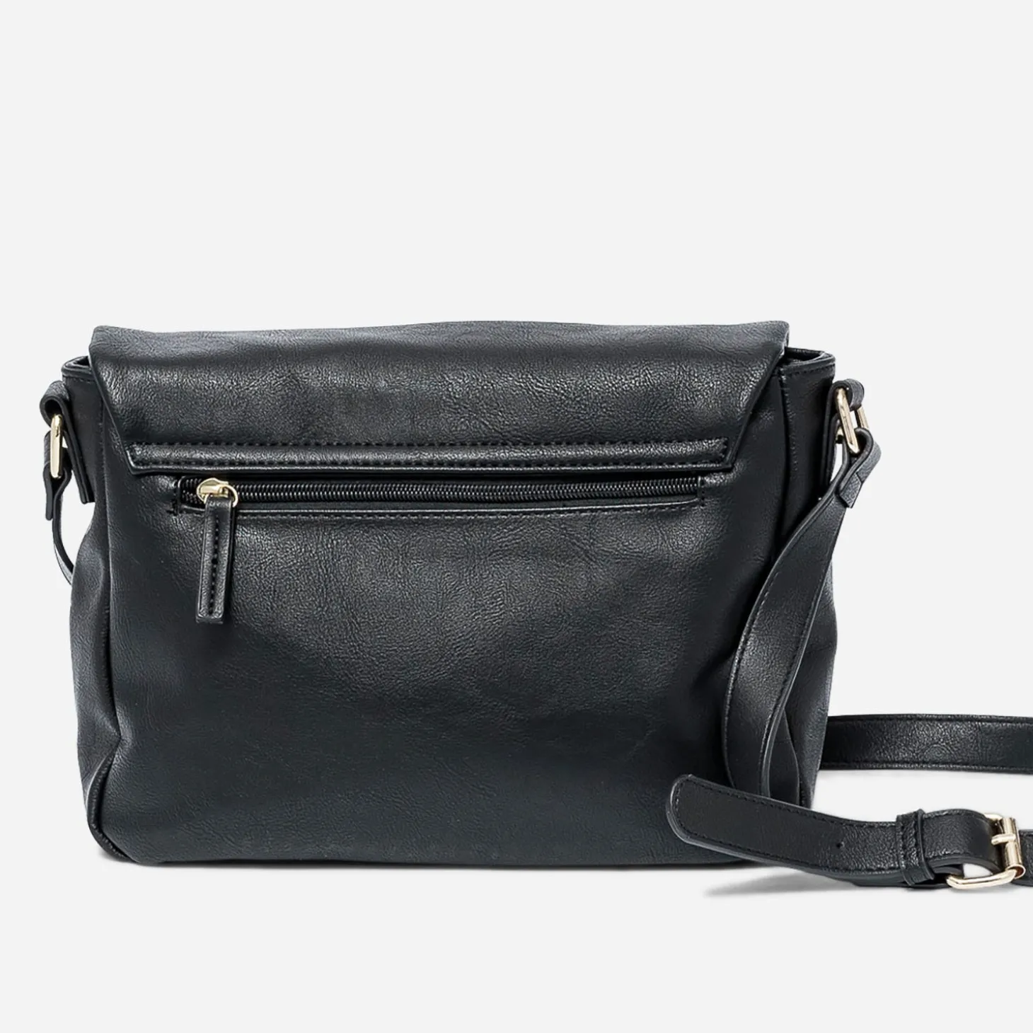 Sac besace noir avec rabat zippé