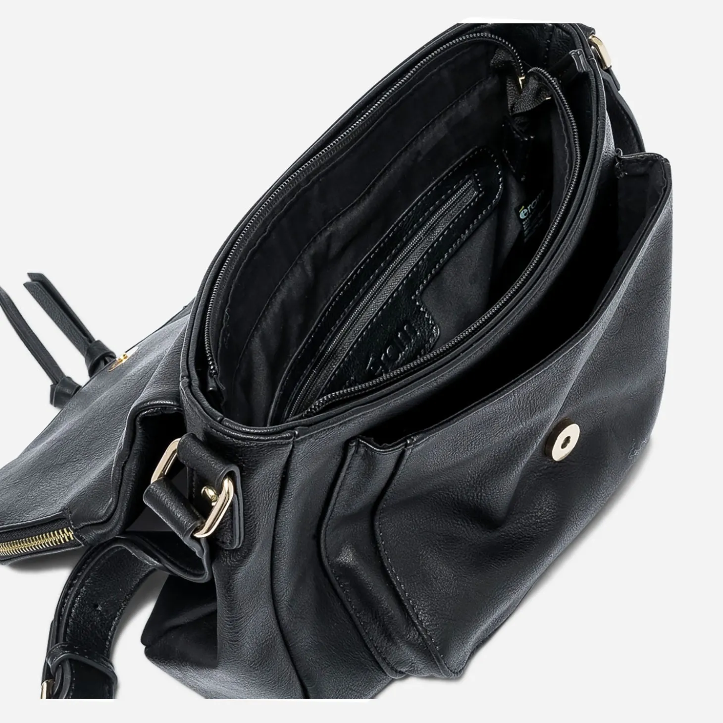Sac besace noir avec rabat zippé