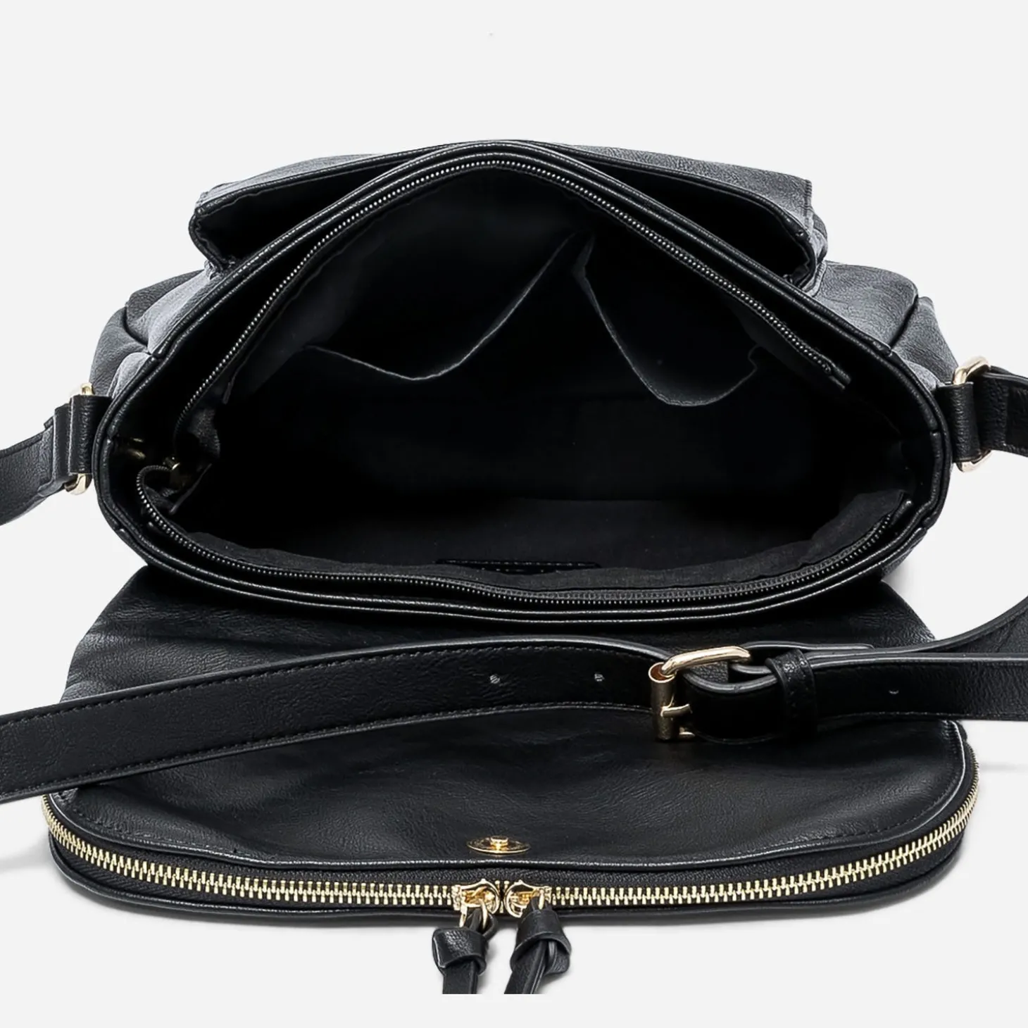 Sac besace noir avec rabat zippé