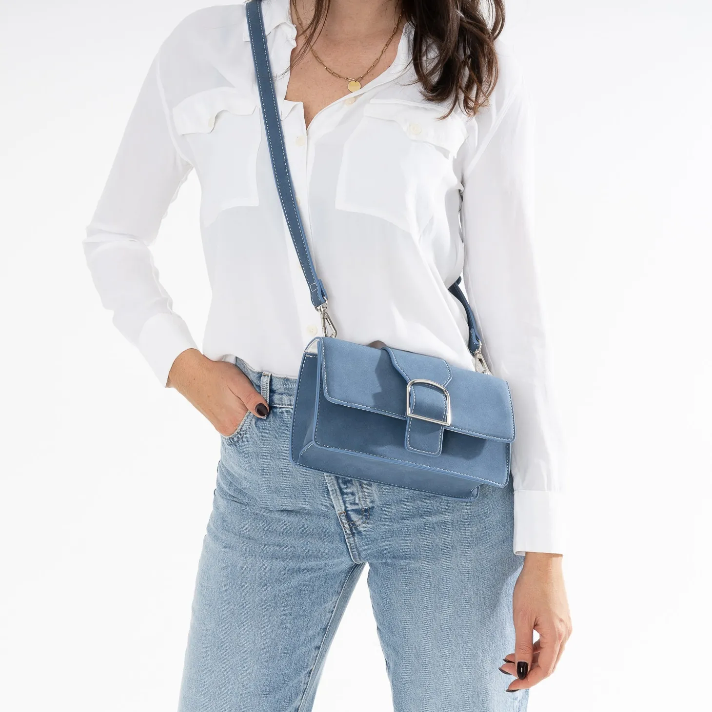 Sac bleu suédé