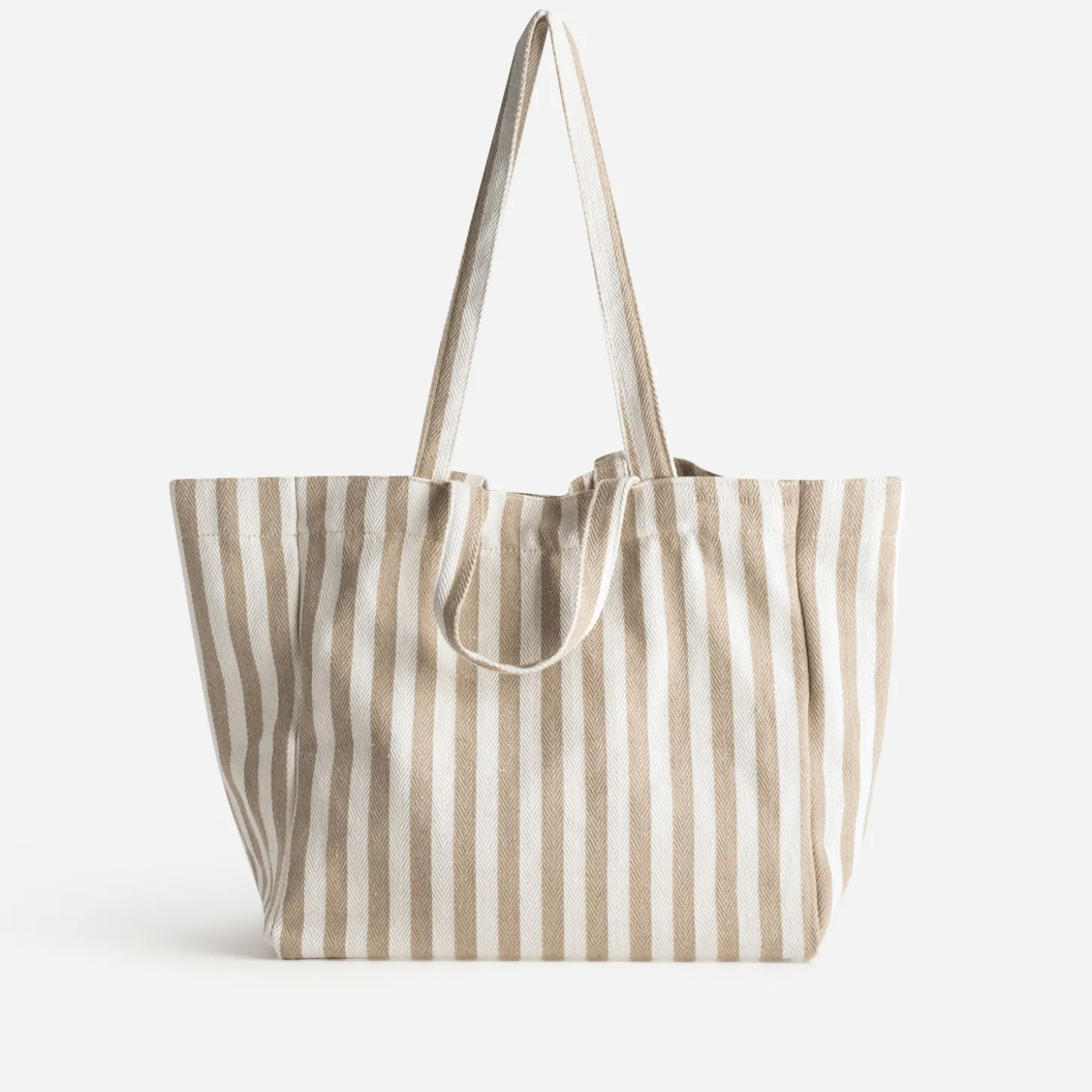 Sac cabas écru rayures beiges