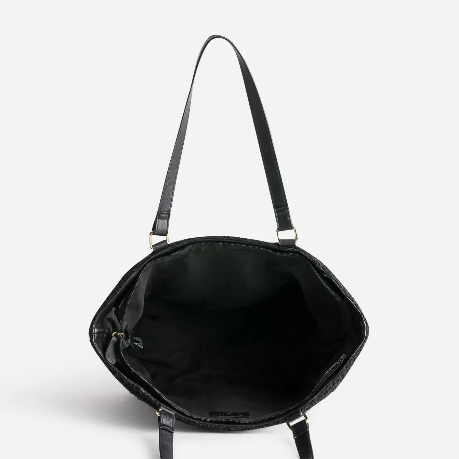 Sac cabas noir tissu Sherpa avec poche